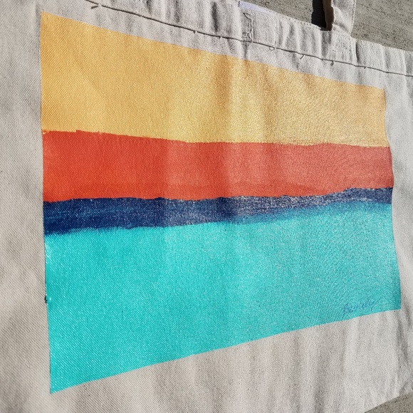 Horizon #10 Hand Painted Cotton Canvas Tote Bag - Picture 4 of 7